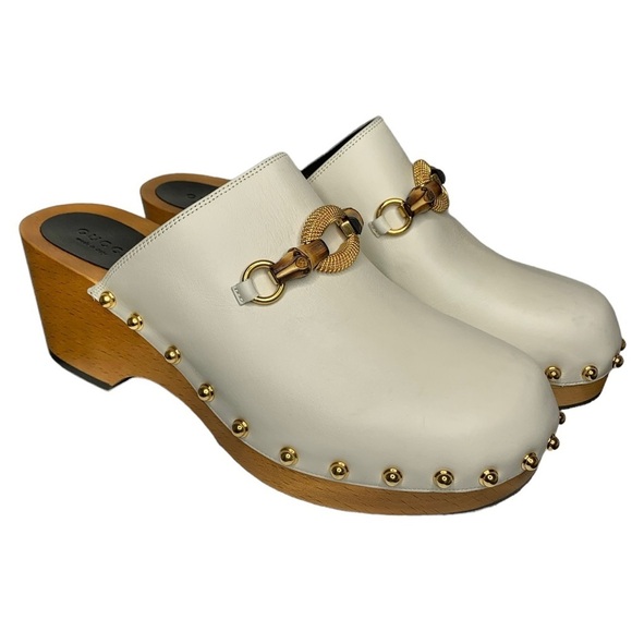 Gucci Bamboo‎ Horsebit Clogs in Mystic White Size 39.5 - Picture 2 of 7